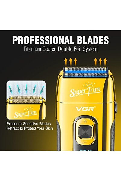 VGR V-332 Professional Men's Razor, Independent Double Blades, (Gold)