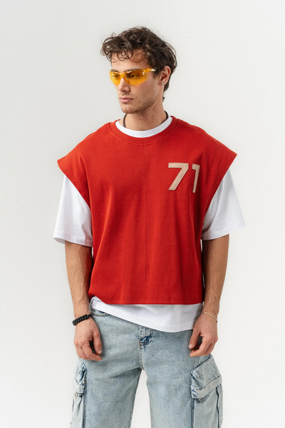 go gang own Νούμερο 71 2 σε 1 Μπλουζάκι με λαιμόκοψη ποδηλάτου χωρίς μανίκια