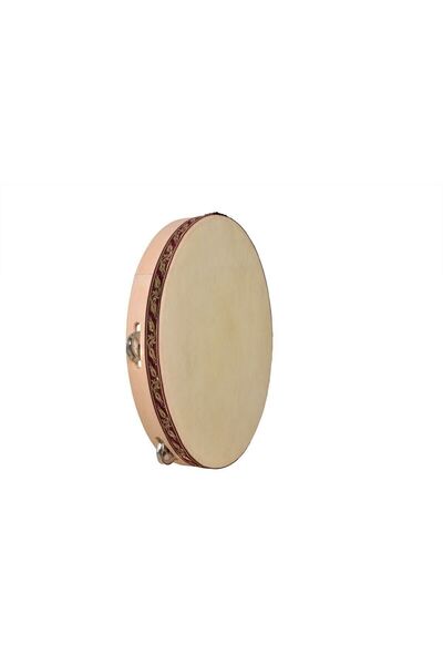 Empressco Leather Tambourine 30 cm Wooden Tambourine with 5 Bells Medium Size...