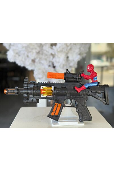 Toys spıder-man hareketli ve dönen ışıklı sesli tüfek 36cm