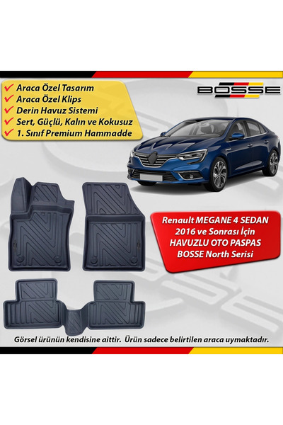 BOSSE North Renault Megane 4 Sedan Paspas Araca Özel 2016 Ve Sonrası Derin Ha...