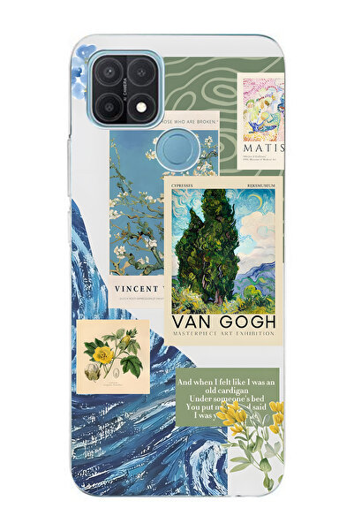 FLAMENKO حافظة هاتف شفافة متوافقة مع هاتف أوبو A15 / A15S من فان جوخ منقوش