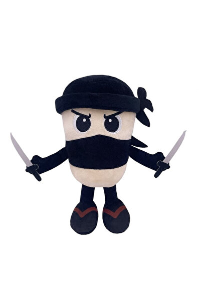 OEM Ninja Cappuccino Plush Toy 27 cm – Beige & Black Funny Gift for Kids and ...