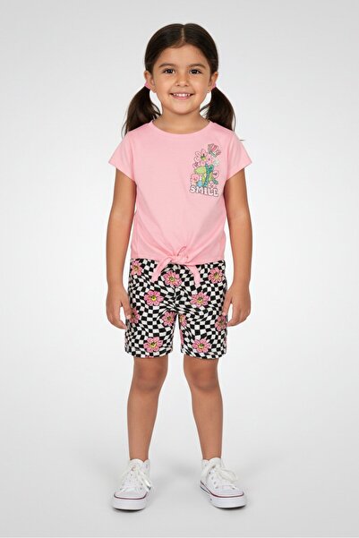 Freestyle Toddlers Girl 4Pcs Graphic Print T-Shirt And Shorts Set, Multicolor