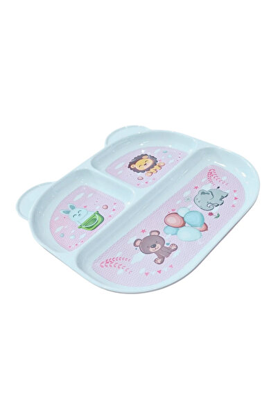 Göreme Melamin Termostar Matt Cat Patterned Compartment Plate Pink