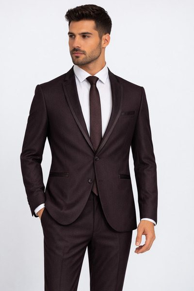 FABIO CASSEL Erkek Slim Fit Damatlık Takım Elbise – Düğün İçin Özel Tasarım
