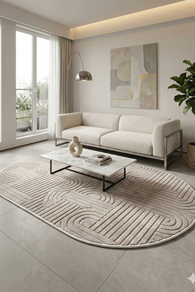 tropikal home Modern Oval Halı Bambu Dokulu Kaymaz Taban Yumuşak Salon Yatak ...