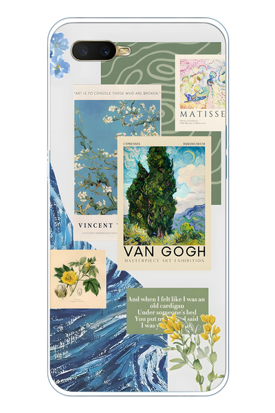 FLAMENKO حافظة هاتف شفافة متوافقة مع هاتف أوبو A5S / AX7 / A12 من فان جوخ منقوش