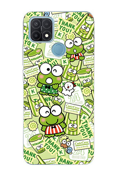 FLAMENKO حافظة هاتف شفافة لطيفة على شكل ضفدع منقوش متوافقة مع هاتف اوبو A15 /...