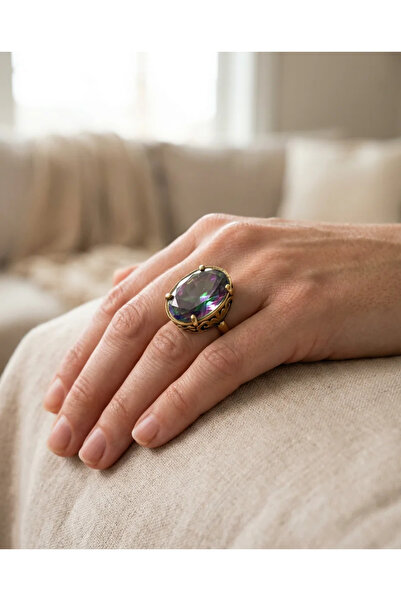 Dorvina مجوهرات برونزية أصلية من حجر التوباز الميستيك بقطع بيضاوي الشكل قابل ...