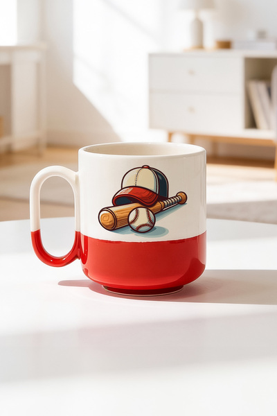 BB TRADE كوب سيراميك مطبوع برو بتصميم مضرب البيسبول سعة 330 مل