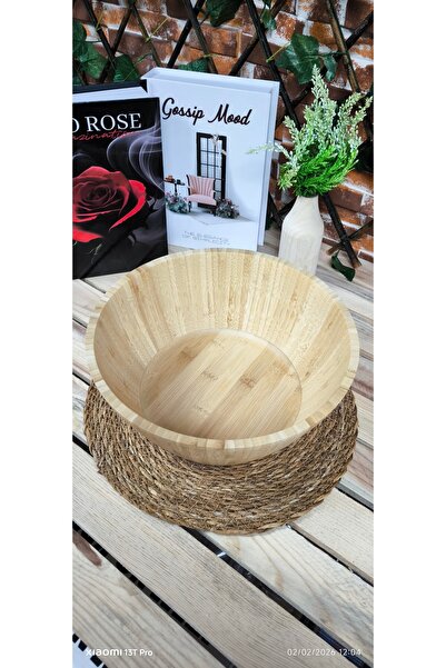 SOSYETEHOME BAMBU KASE YUVARLAK DERİN MODEL, SALATA VE MEYVE KASESİ YUVARLAK,...