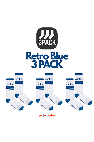 Arteziahn Retro Blue 3Pack - White & Blue 3-Piece Unisex Sports & Lifestyle T...