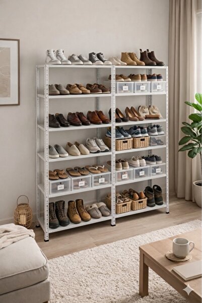 ALANRAF 6 Katlı Galvaniz Çelik Dekorasyon Ayakkabılık Rafı 43x93x200 cm , %10...