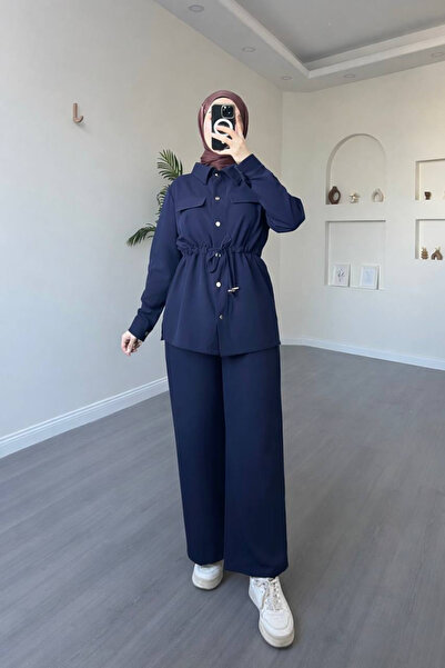 Esre Store 4571 - Crepe Fabric Hijab Set Navy Blue