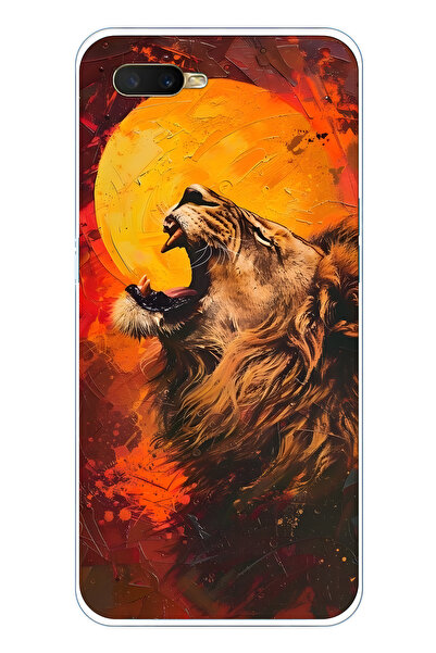 FLAMENKO Oppo A5S / AX7 / A12 Uyumlu Aslan Desenli Şeffaf Telefon Kılıfı
