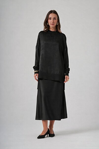 Nuss 3013 Parlak Dokulu Tunik – Siyah