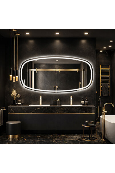 shark design Oglindă ovală LED premium 150×85 cm, 3 tipuri de lumină – caldă,...