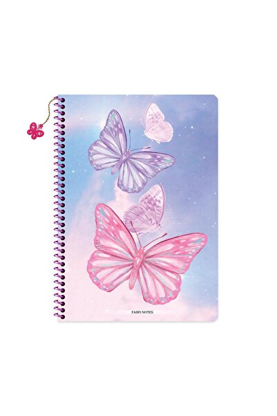 KESKİN COLOR Keskin A4 Checked Charmlı Butterfly Notebook - Pink