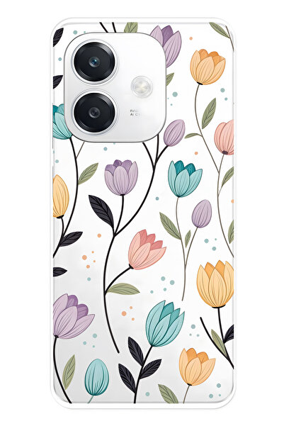 FLAMENKO حافظة هاتف شفافة متوافقة مع هاتف أوبو A3 من نوع Lale بنقشة زهور