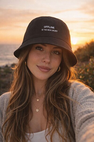 sf collection Pălărie unisex neagră basic Summer cu imprimeu Summer Bucket