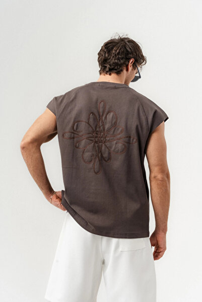 go gang own Driflor Embroidery Detailed Crew Neck Sleeveless T-Shirt