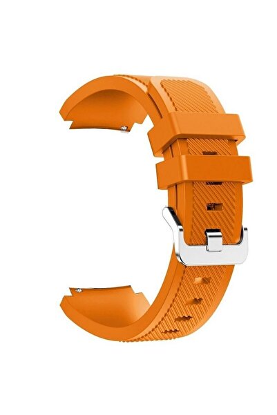 Gpack Garmin Fenix 7 Pro Solar 47mm Kordon Kayış Çizgili Silikon 22/CZG Turuncu