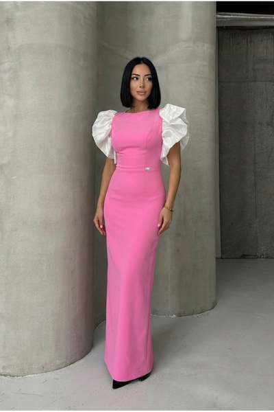 Alfudo Women's Flounce Sleeve Long Evening Dress for Special Occasions