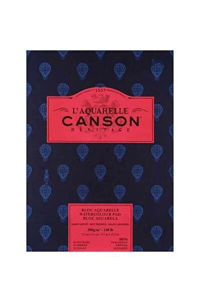 Canson Heritage Aquarelle Block Hot Pressed 300Gr 23X31Cm 12 Sheets