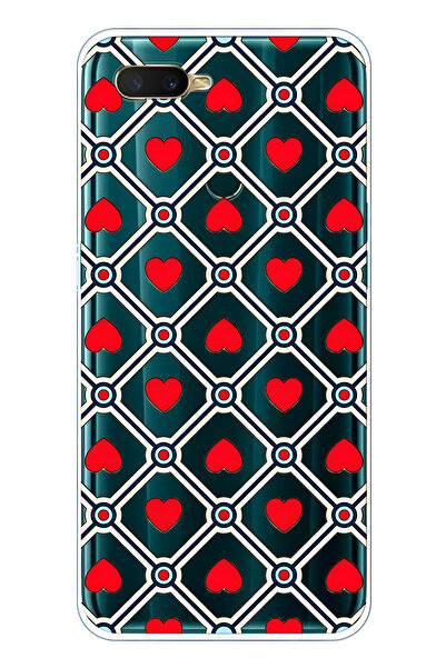 FLAMENKO حافظة هاتف شفافة متوافقة مع هاتف اوبو A5S / AX7 / A12 ريترو ريد هارت...