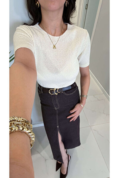 BİRCANÇİL Tricotaj cu mânecă scurtă Hondsan Ecru