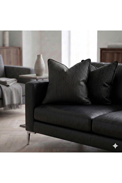 baladı home ev tekstil home collection غطاء وسادة فاخر كتان كاش فورت مخطط - د...