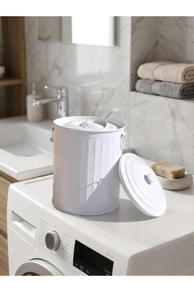 Eforeca Vintage Paslanmaz Çelik Metal Deterjan Kutusu - Kapaklı & Kulplu Toz ...