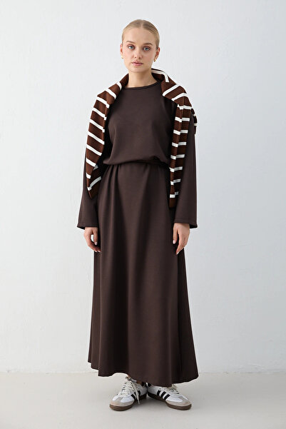 Melike Tatar Basic Modal Elbise- Kahverengi
