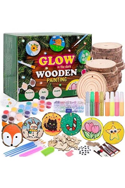 Arabest مجموعة أدوات الرسم الخشبية للأطفال مكونة من 24 قطعة، تتوهج في الظلام،...