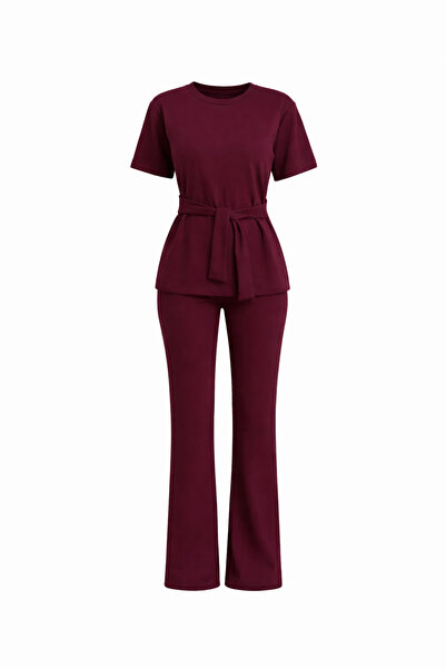 moda poni Women's Double Tie-Detail Top and Bottom Set