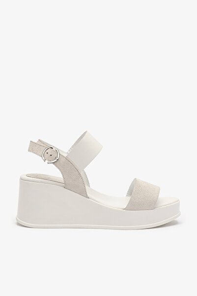 Louis Cardy Telma Beyaz Suede - Volume Leather Women Sandals