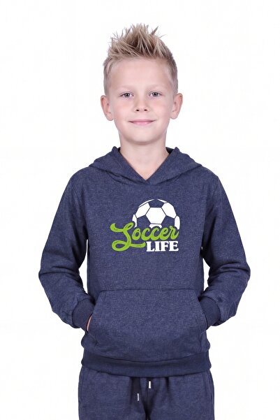 FYK KİDS Kangaroo Pocket Hooded Printed Detailed Boys' Sweatshirt
