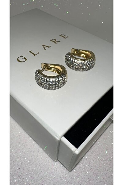 GLARE JEWELRY CO Zirkon İşleme Taşlı Motifli Mini Boy Klipsli Paslanmaz Çelik...