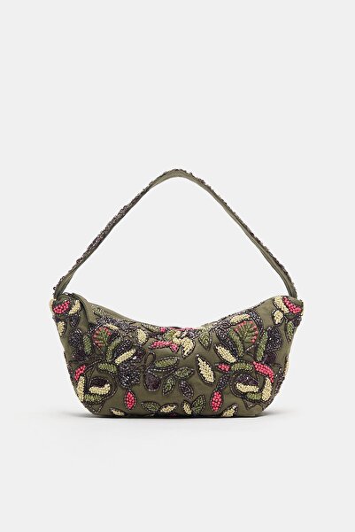 Pull & Bear Boncuk detaylı kol çantası