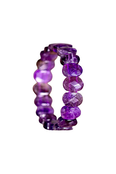 Zeynep Büyükbay Amethyst Natural Stone Bracelet (Rectangular Cut)
