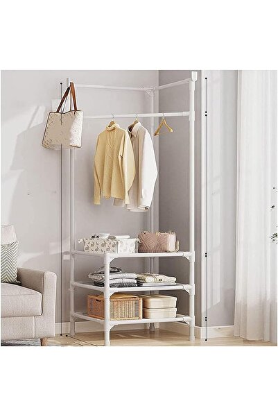 Arabest رف ملابس زاوية، علاقة تجفيف متعددة الوظائف وحامل تخزين أرضي