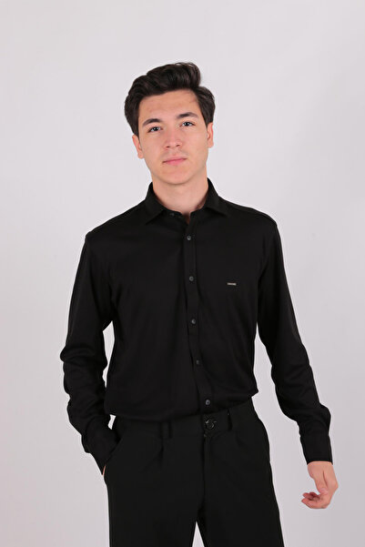 Twin Lions Cămașă Twin Lion 408 Slimfit din material subțire Dobby simplă