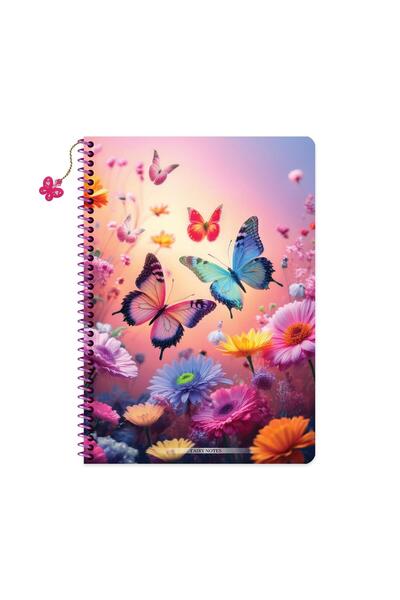 KESKİN COLOR Keskin A4 Checked Charmlı Butterfly Notebook - Butterflies