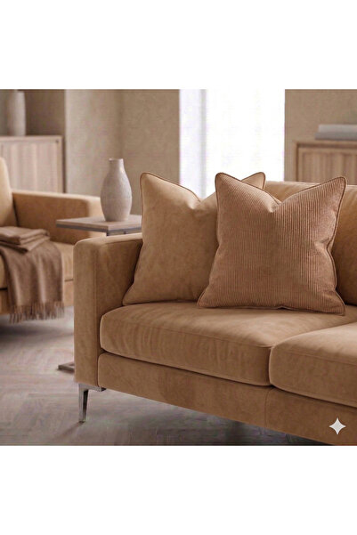 baladı home ev tekstil home collection غطاء وسادة فاخر كتان كاش فورت مخطط - د...