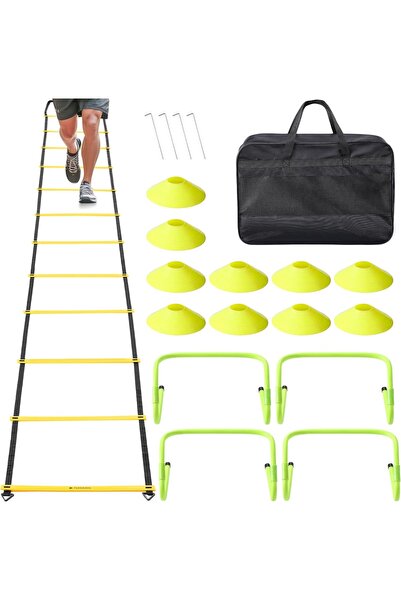 Navaris Set scară de agilitate cu conuri, 12 trepte, 6 m, conuri, geantă incl...