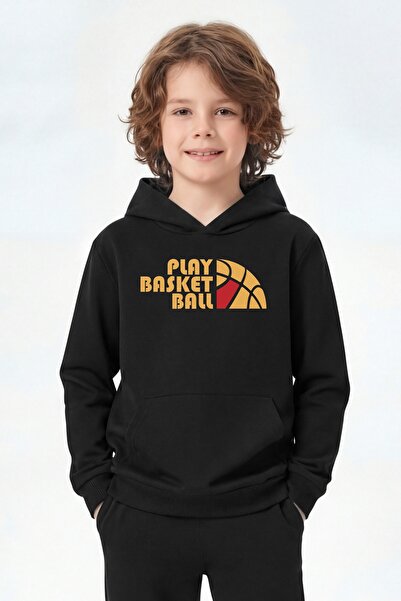 FYK KİDS Kangaroo Pocket Hooded Printed Detailed Boys' Sweatshirt