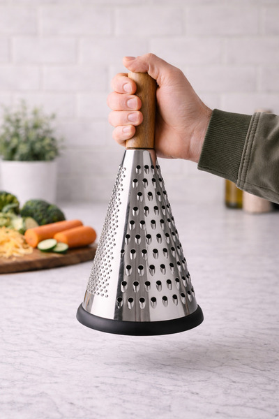 MİS KİTCHEN مبشرة مطبخ مخروطية من الفولاذ المقاوم للصدأ أكاسيا بمقبض متعددة ا...