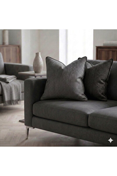 baladı home ev tekstil home collection غطاء وسادة فاخر كتان كاش فورت مخطط - د...