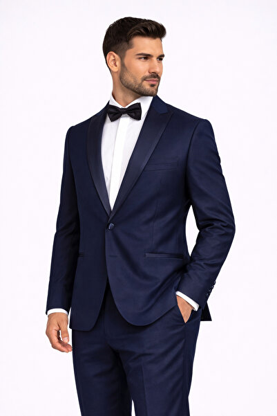 FABIO CASSEL Erkek Slim Fit Damatlık Takım Elbise – Düğün İçin Özel Tasarım